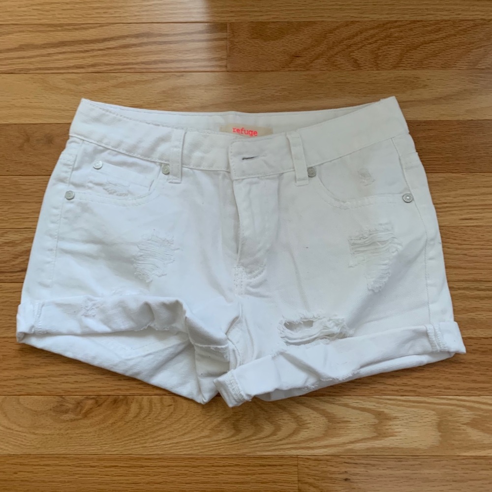 White jean shorts